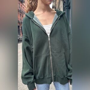 Brandy Melville Green Christy Zip-Up Hoodie